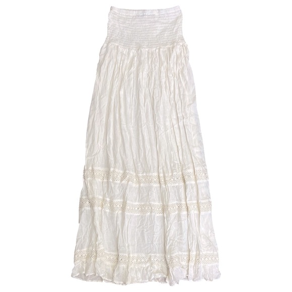 Nasty Gal Dresses & Skirts - NASTY GAL • White Crinkle Viscose Lace Trim Colour Block Maxi Beach Skirt